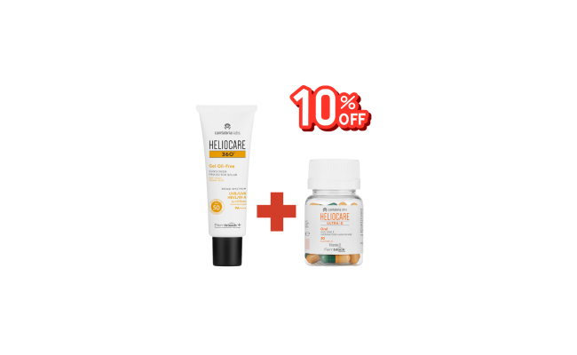 Heliocare 360 Gel Oil- Free SPF 50 + Heliocare Ultra-D Capsules 10% discount اشتري واقي شمس الموضعي مع الكبسولات من هيليوكير بخصم 10%